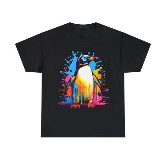 Penguin Rainbow Splash Short Sleeve Graphic T-Shirt (S-3XL)