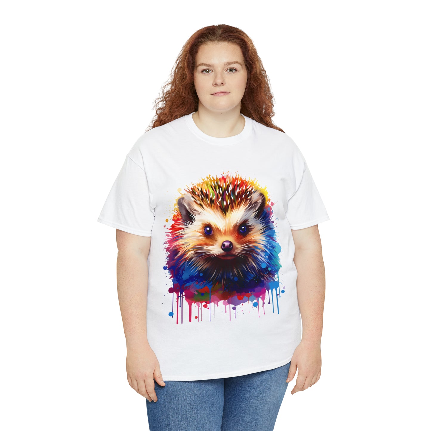 Hedgehog Rainbow Splash Short Sleeve Graphic T-Shirt (S-3XL)