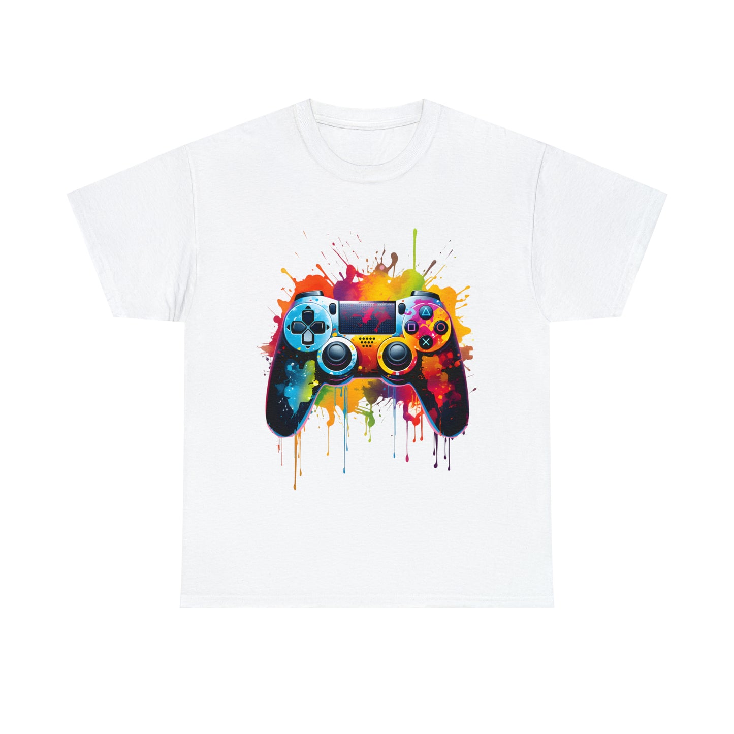 Controller Rainbow Splash Short Sleeve Graphic T-Shirt (S-3XL)