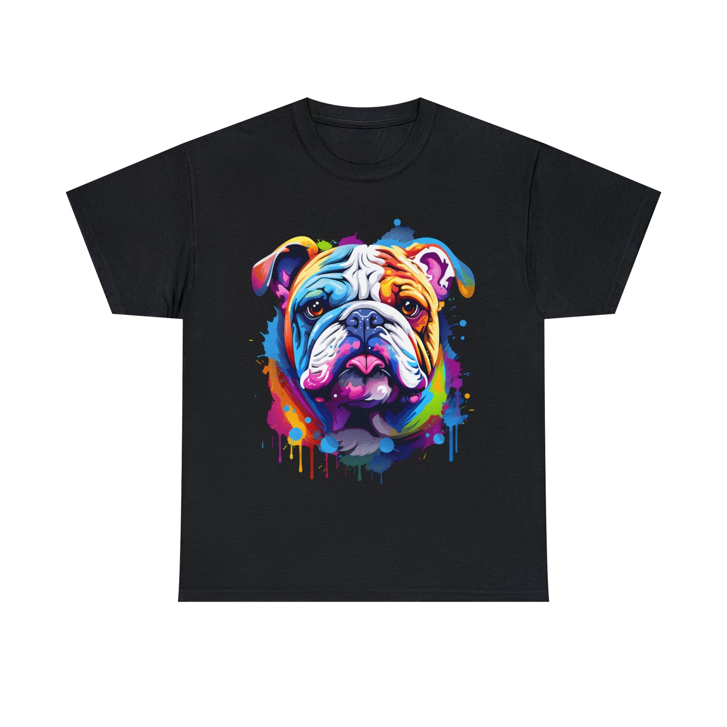 Bulldog Rainbow Splash Short Sleeve Graphic T-Shirt (S-3XL)