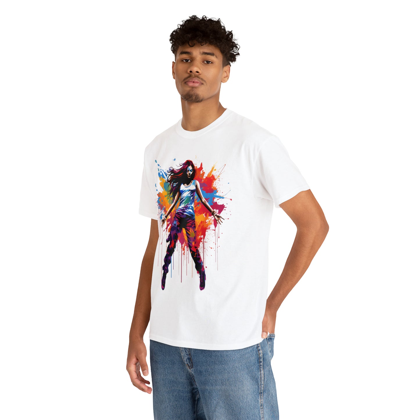 Dancer Rainbow Splash Short Sleeve Graphic T-Shirt (S-3XL)