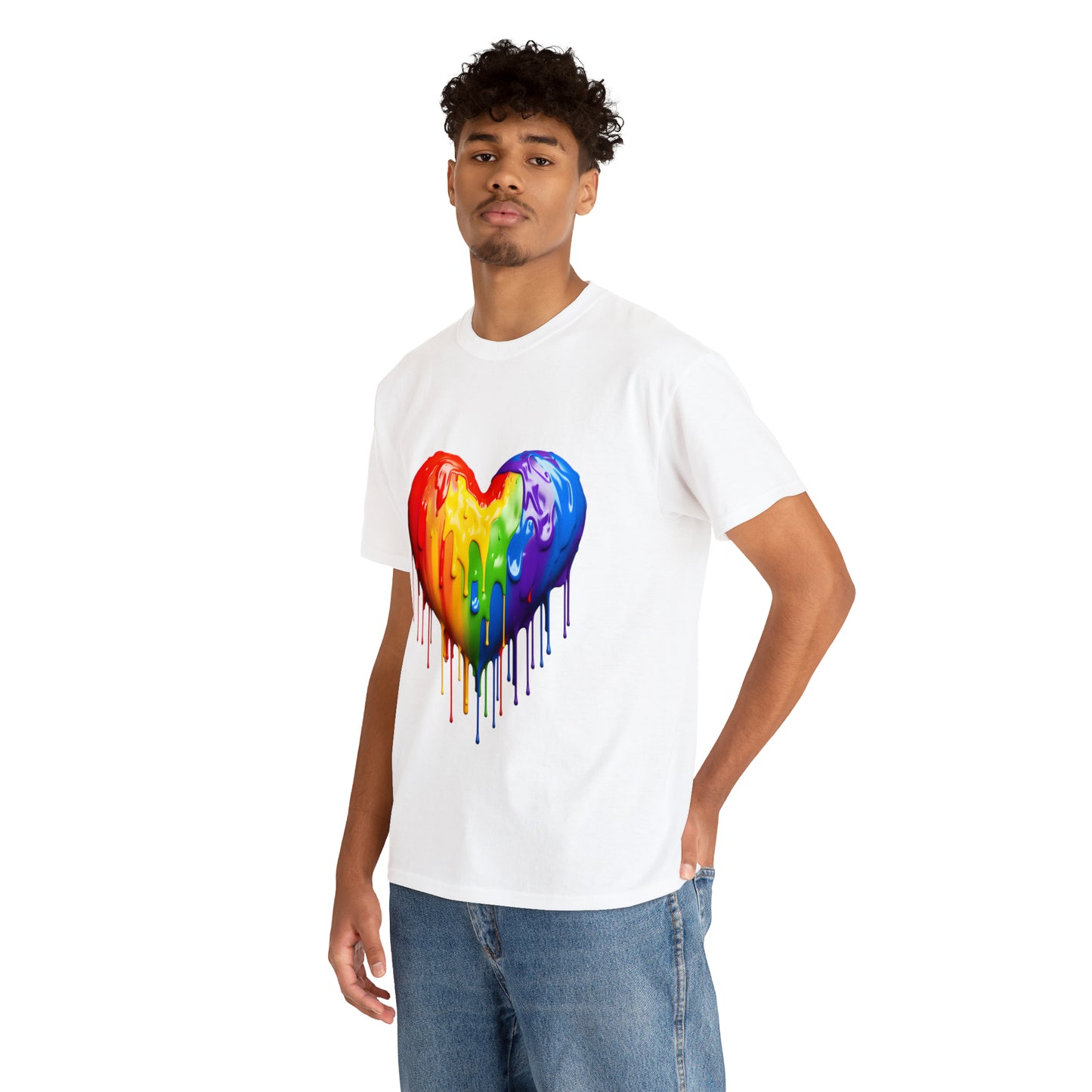 Pride Heart Rainbow Splash Short Sleeve Graphic T-Shirt (S-3XL)