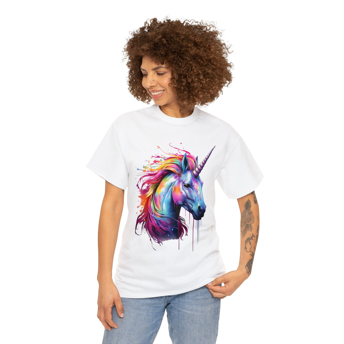 Unicorn Rainbow Splash Short Sleeve Graphic T-Shirt (S-3XL)