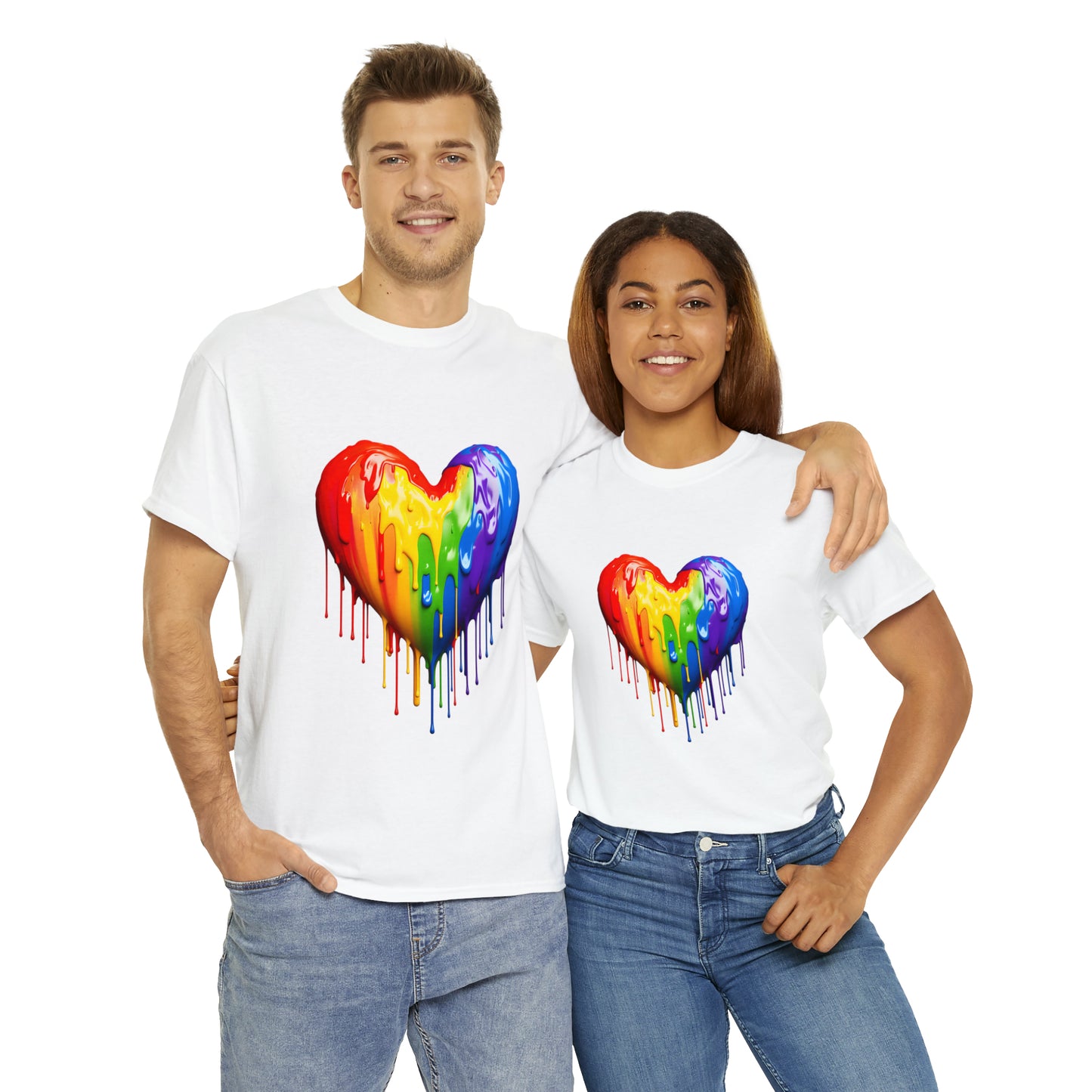 Pride Heart Rainbow Splash Short Sleeve Graphic T-Shirt (S-3XL)