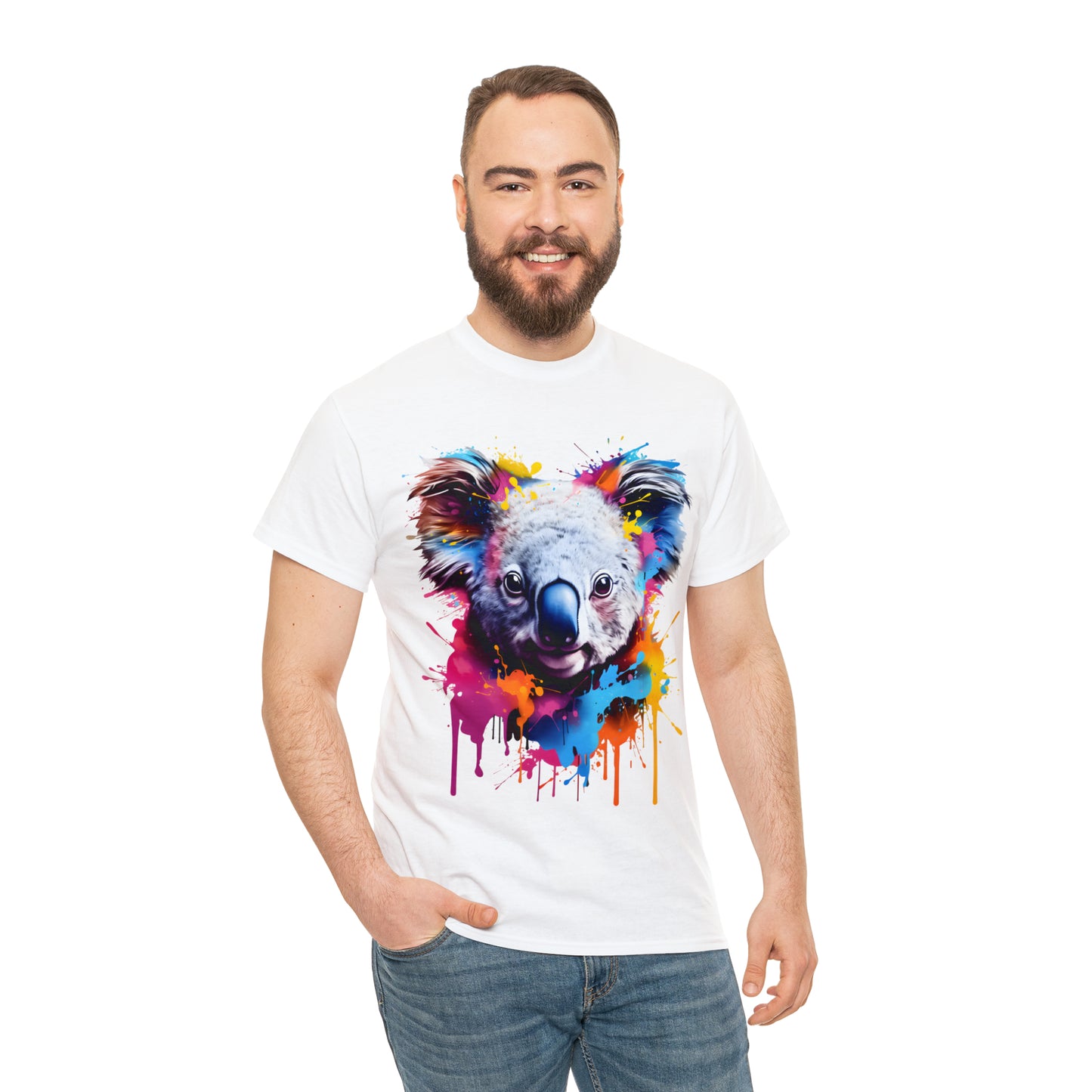 Koala Rainbow Splash Short Sleeve Graphic T-Shirt (S-3XL)