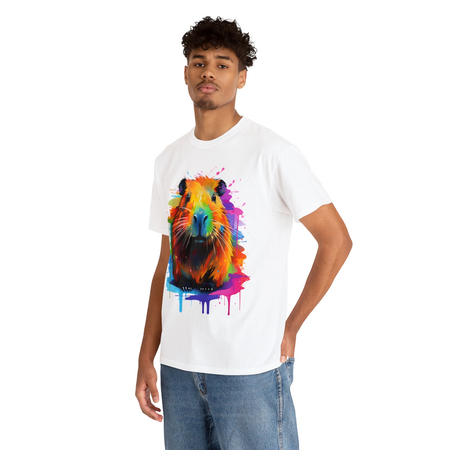 Capybara Rainbow Splash Short Sleeve Graphic T-Shirt (S-3XL)