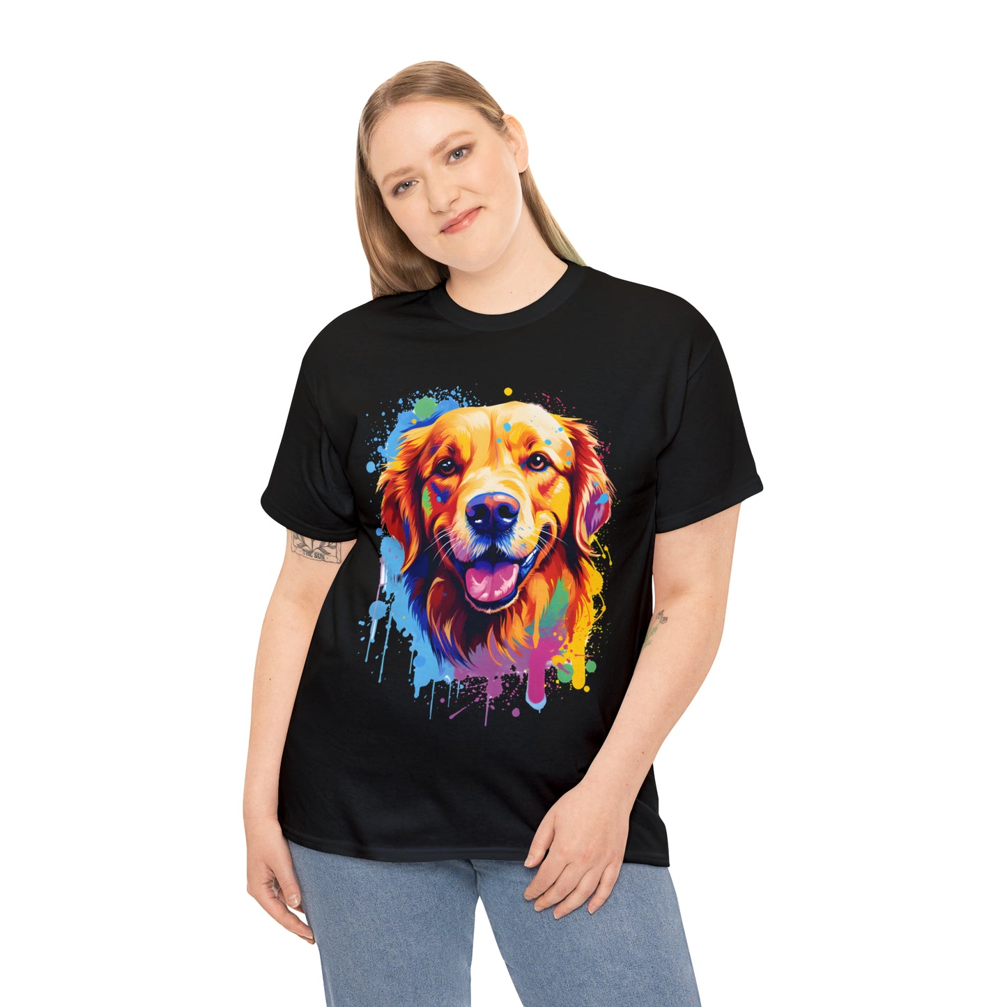 Golden Retriever Rainbow Splash Short Sleeve Graphic T-Shirt (S-3XL)