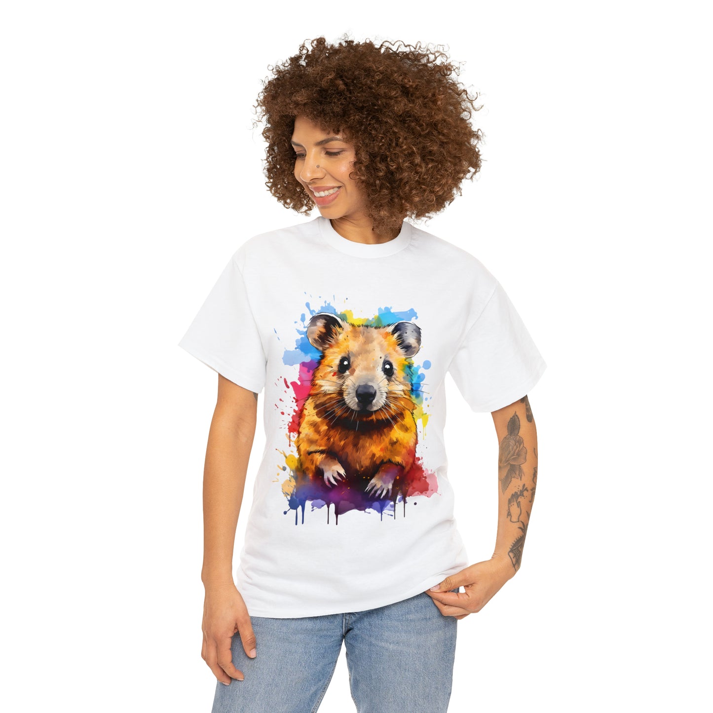 Quokka Rainbow Splash Short Sleeve Graphic T-Shirt (S-3XL)