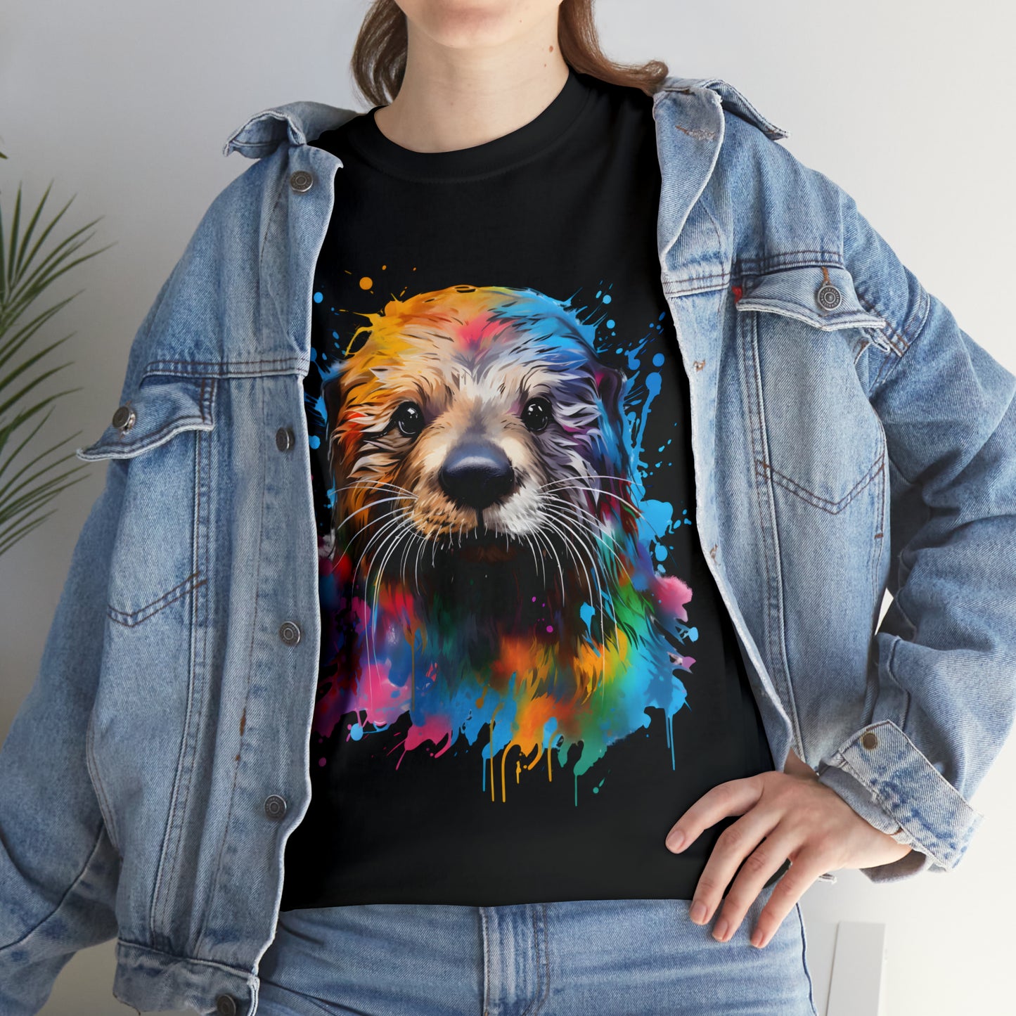 Sea Otter Rainbow Splash Short Sleeve Graphic T-Shirt (S-3XL)