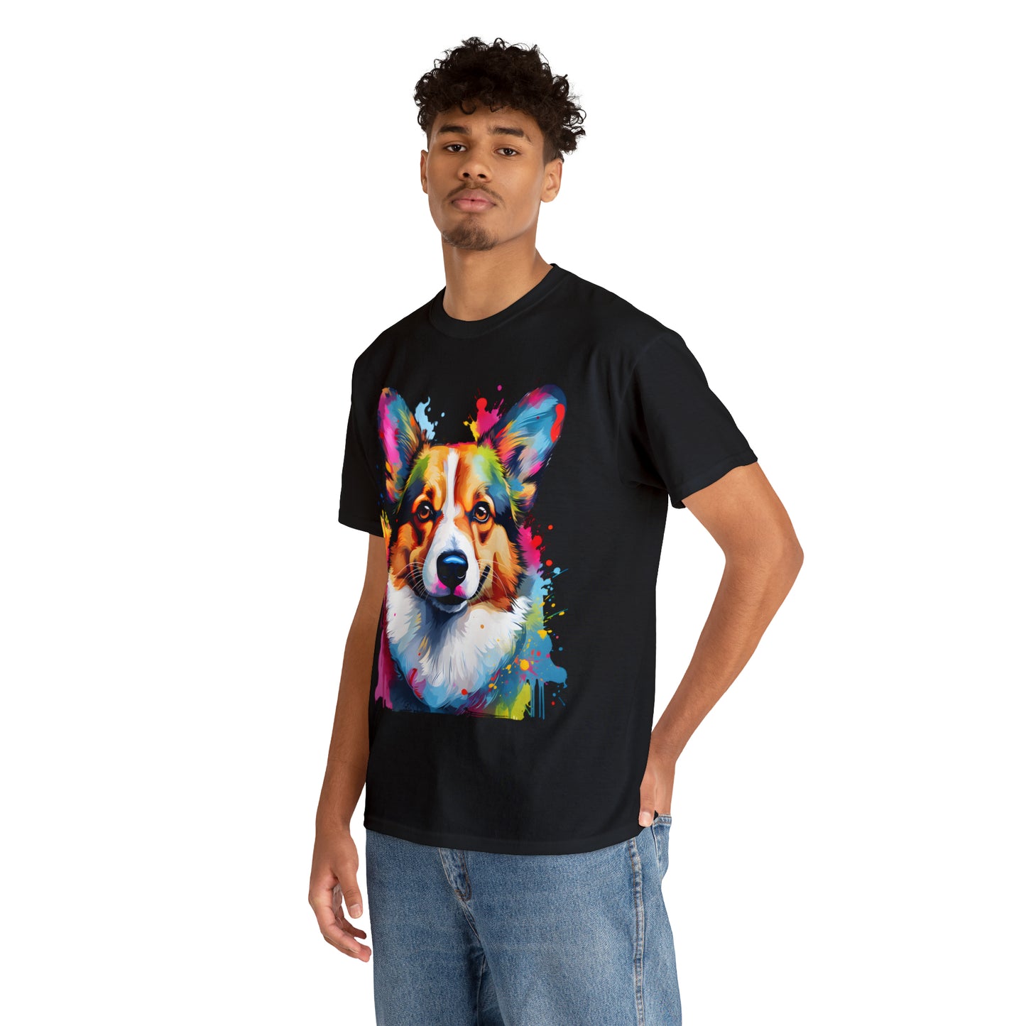 Corgi Rainbow Splash Short Sleeve Graphic T-Shirt (S-3XL)