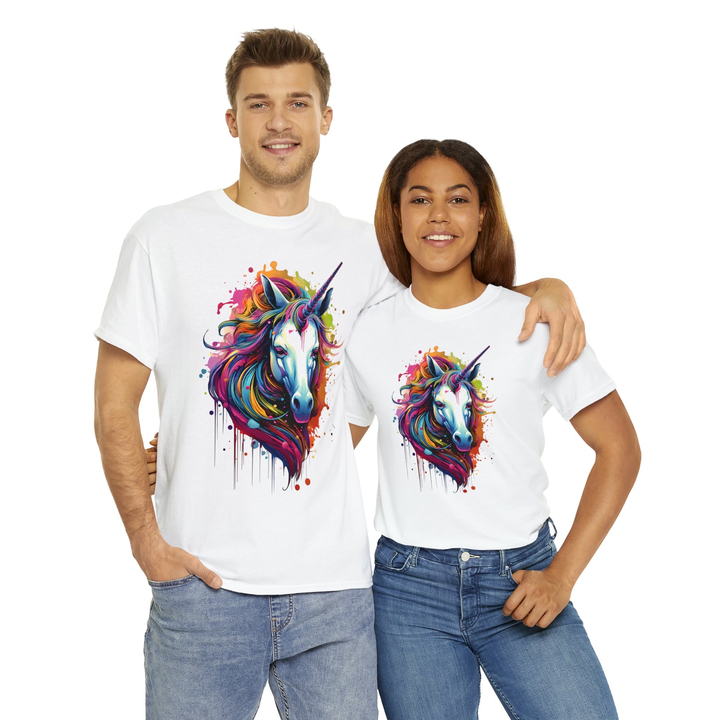 Unicorn Rainbow Splash Short Sleeve Graphic T-Shirt (S-3XL)