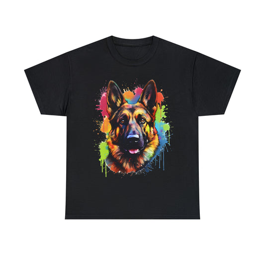 German Shepherd Rainbow Splash Short Sleeve Graphic T-Shirt (S-3XL)