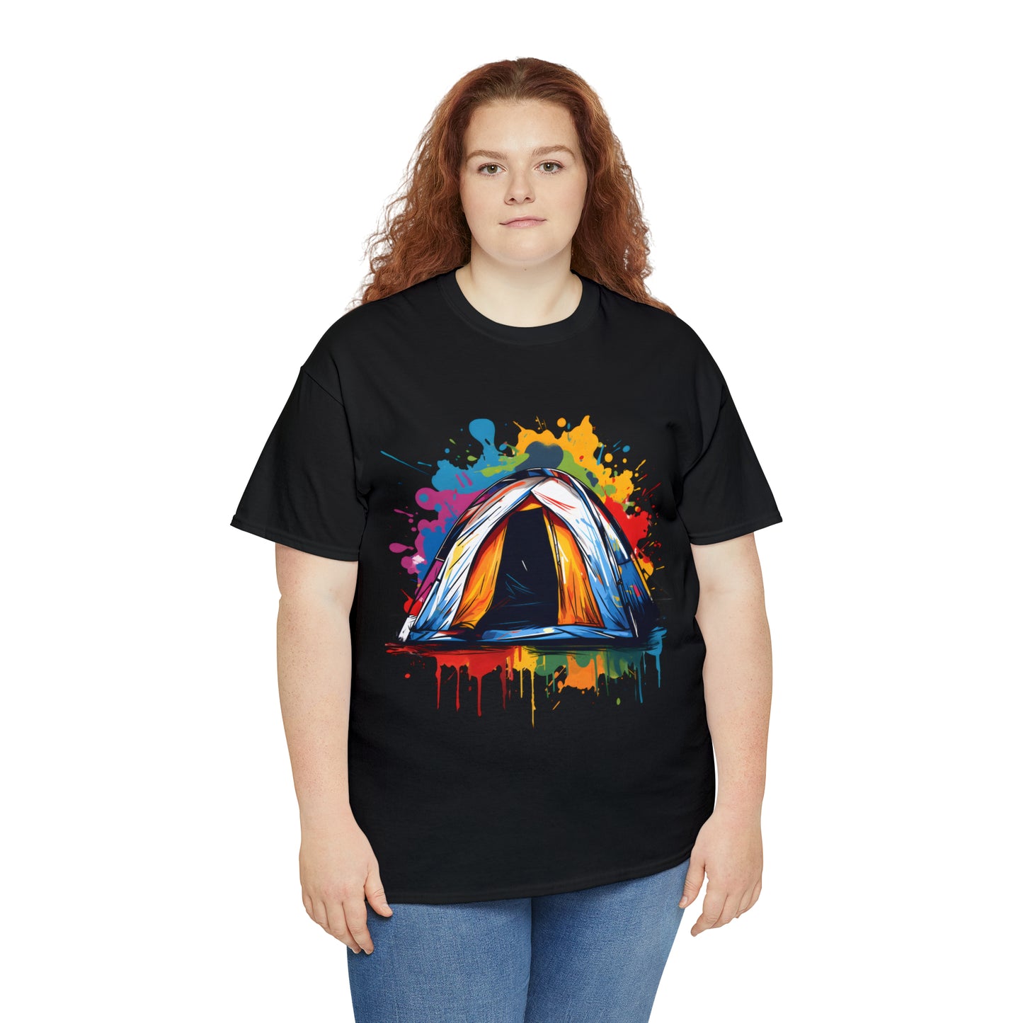 Camping Tent Rainbow Splash Short Sleeve Graphic T-Shirt (S-3XL)