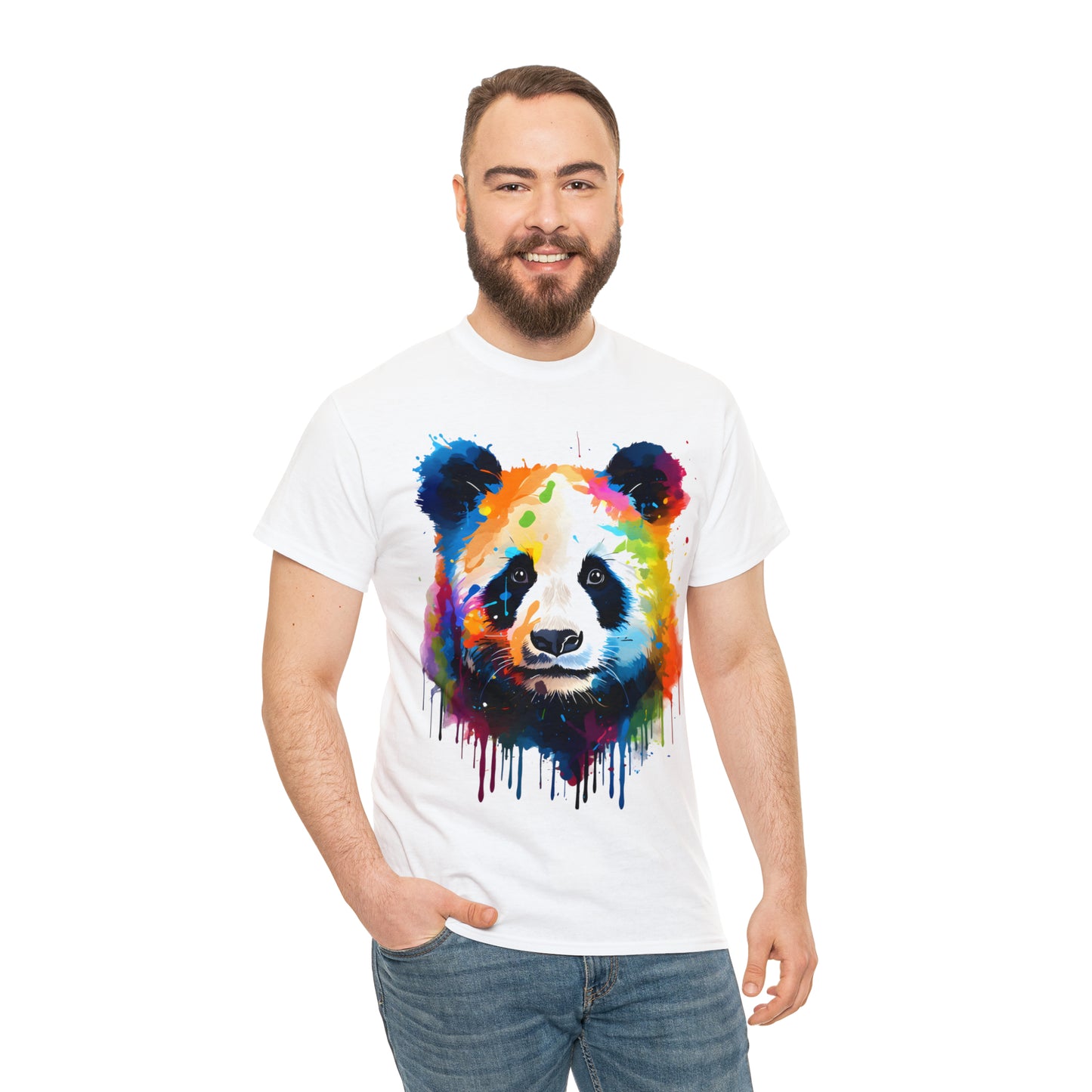 Panda Rainbow Splash Short Sleeve Graphic T-Shirt (S-3XL)