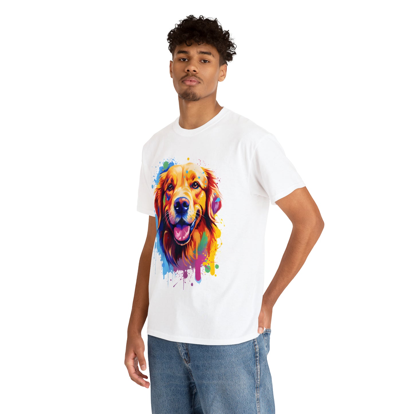 Golden Retriever Rainbow Splash Short Sleeve Graphic T-Shirt (S-3XL)