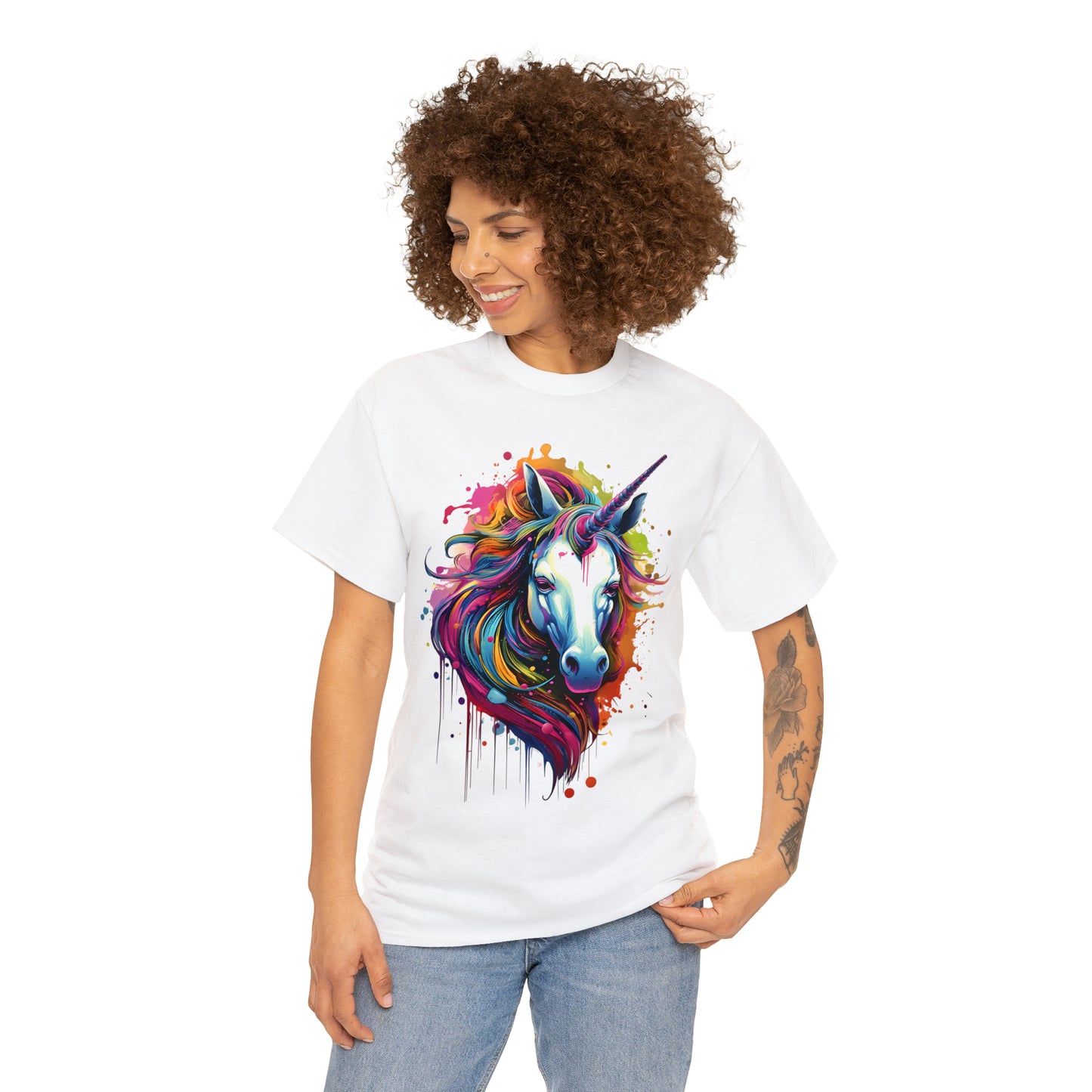 Unicorn Rainbow Splash Short Sleeve Graphic T-Shirt (S-3XL)