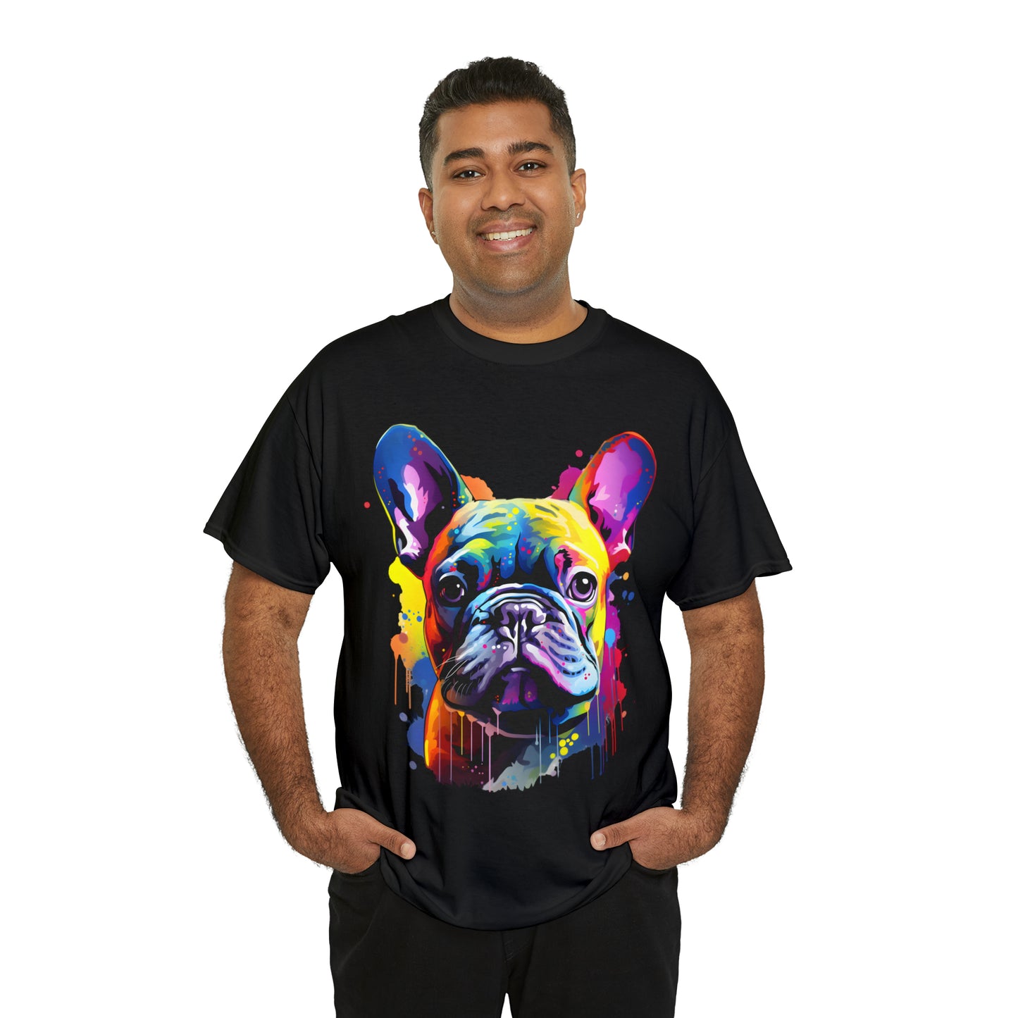 French Bulldog Rainbow Splash Short Sleeve Graphic T-Shirt (S-3XL)