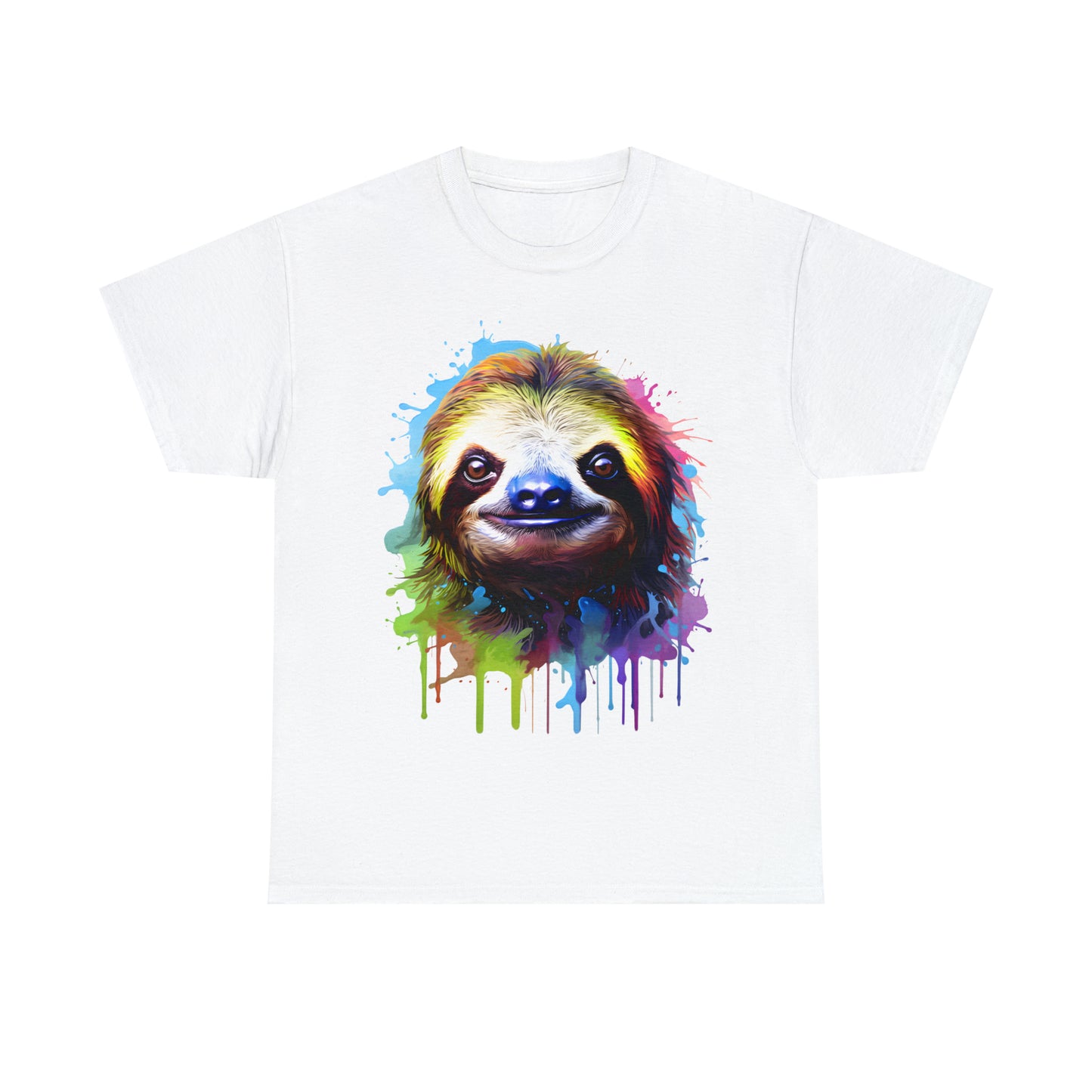 Sloth Rainbow Splash Short Sleeve Graphic T-Shirt (S-3XL)