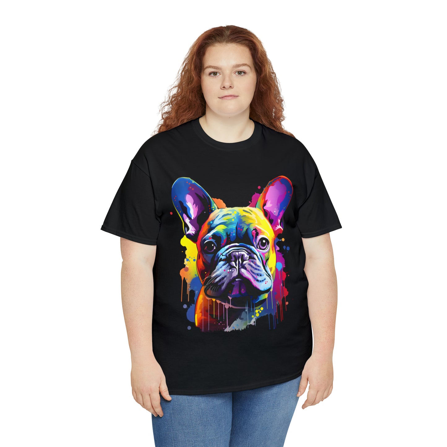 French Bulldog Rainbow Splash Short Sleeve Graphic T-Shirt (S-3XL)