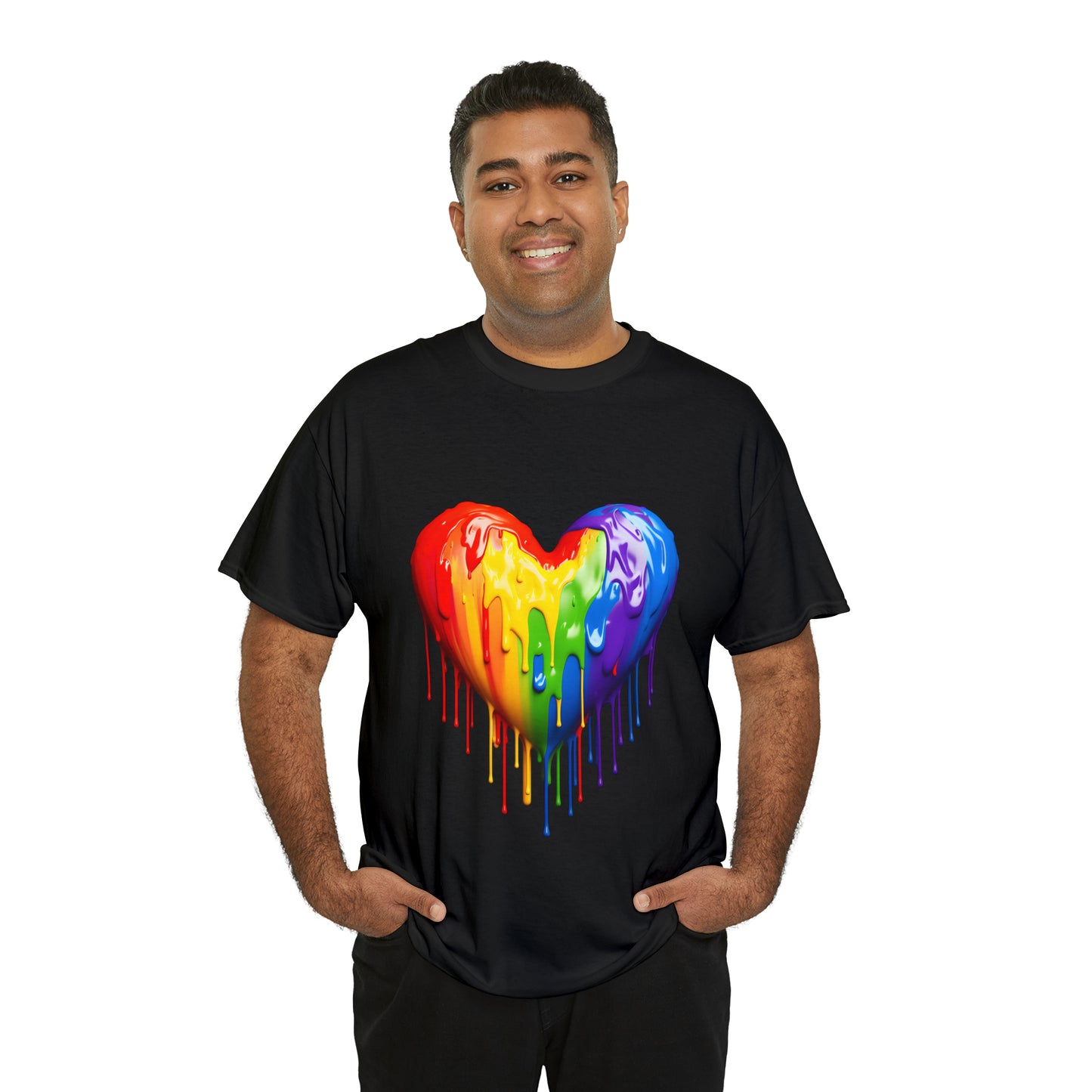 Pride Heart Rainbow Splash Short Sleeve Graphic T-Shirt (S-3XL)