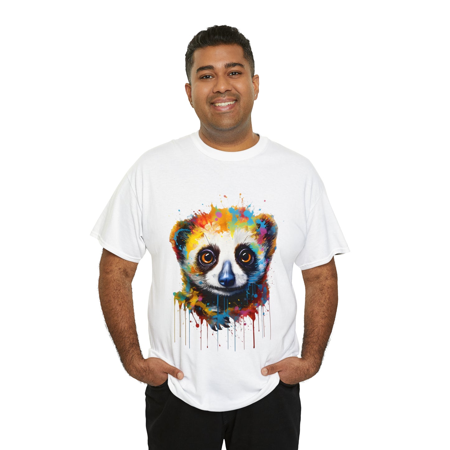 Slow Loris Rainbow Splash Short Sleeve Graphic T-Shirt (S-3XL)