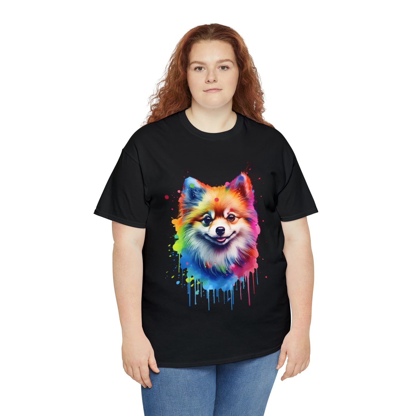 Pomeranian Rainbow Splash Short Sleeve Graphic T-Shirt (S-3XL)