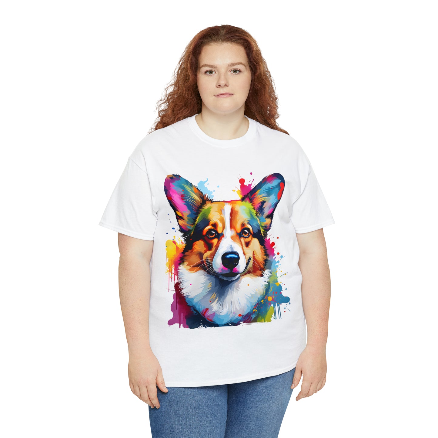 Corgi Rainbow Splash Short Sleeve Graphic T-Shirt (S-3XL)