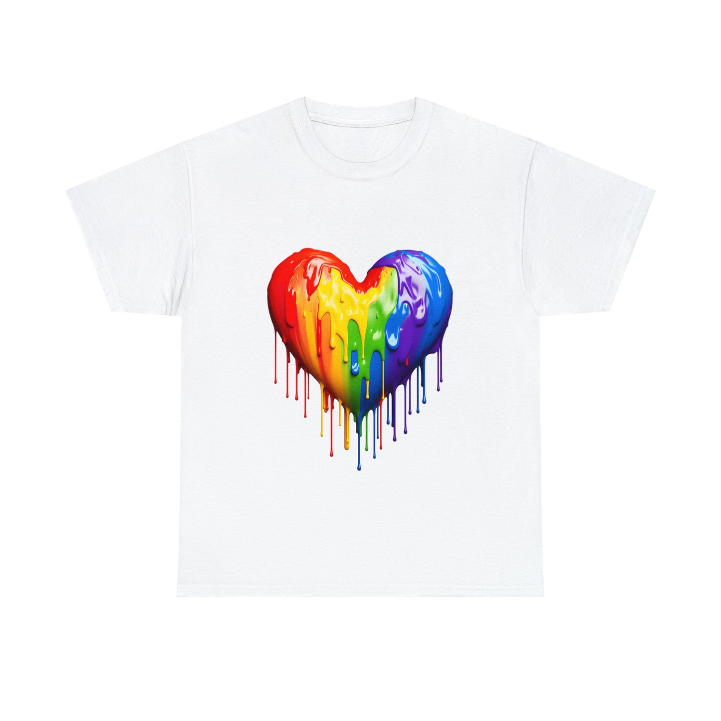 Pride Heart Rainbow Splash Short Sleeve Graphic T-Shirt (S-3XL)