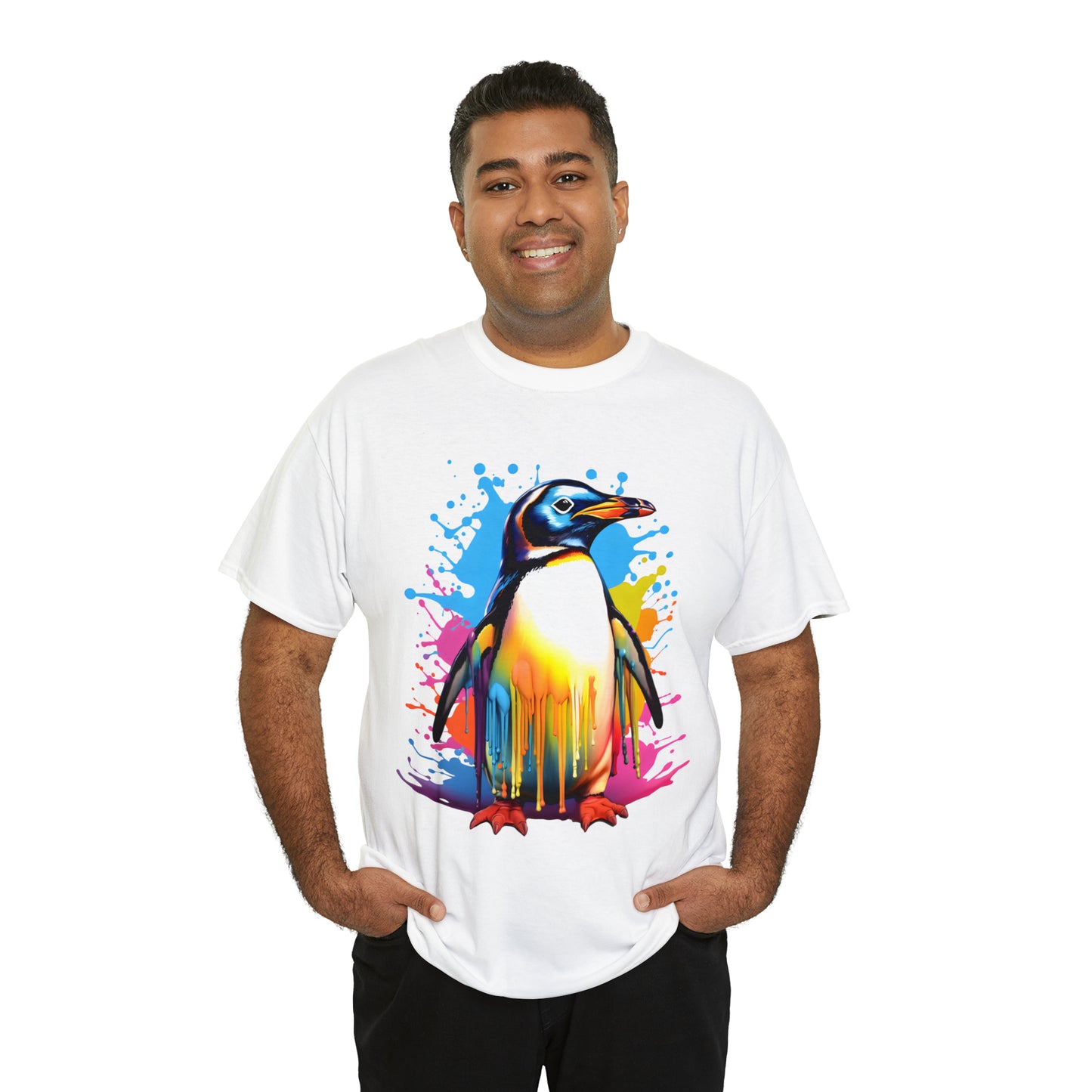 Penguin Rainbow Splash Short Sleeve Graphic T-Shirt (S-3XL)