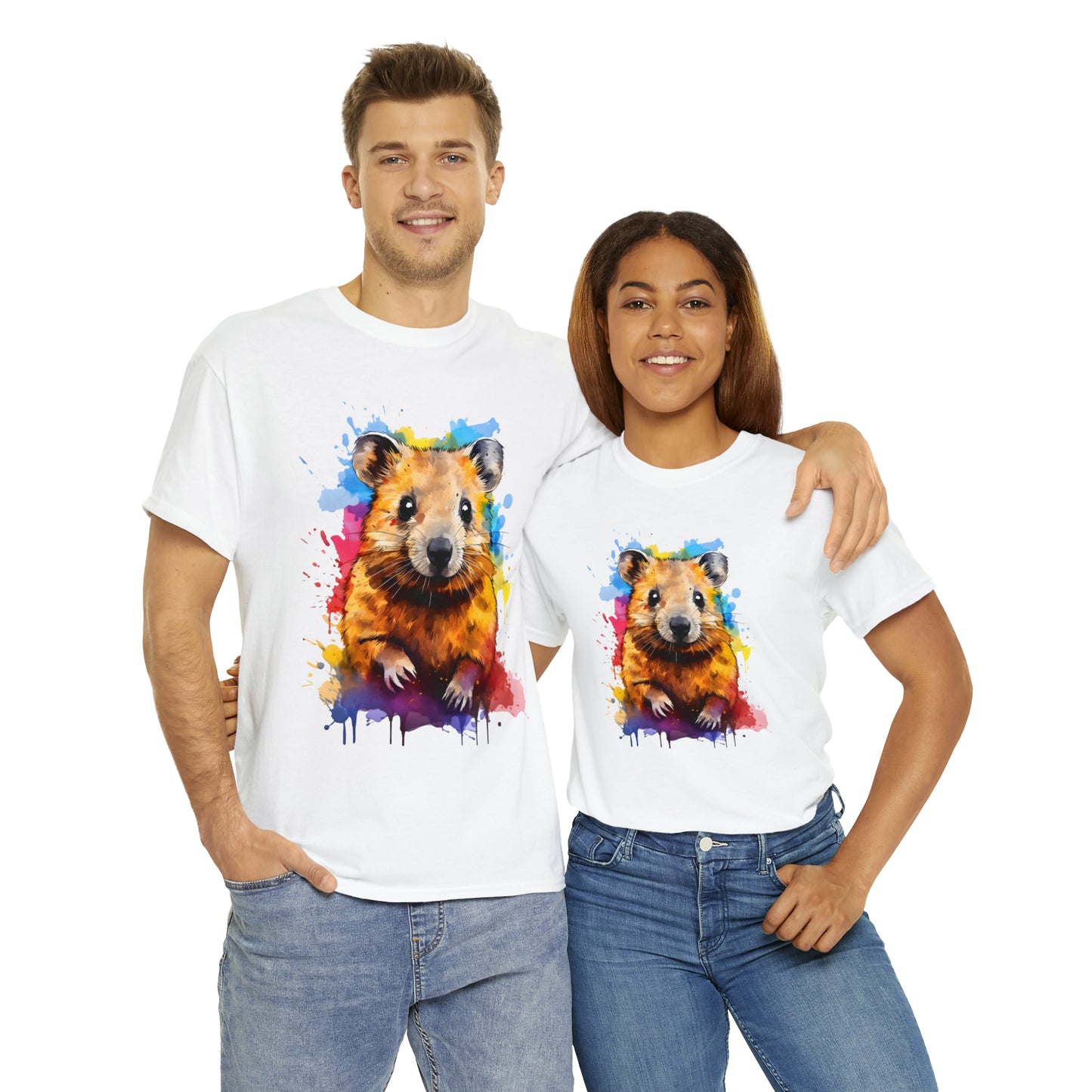 Quokka Rainbow Splash Short Sleeve Graphic T-Shirt (S-3XL)