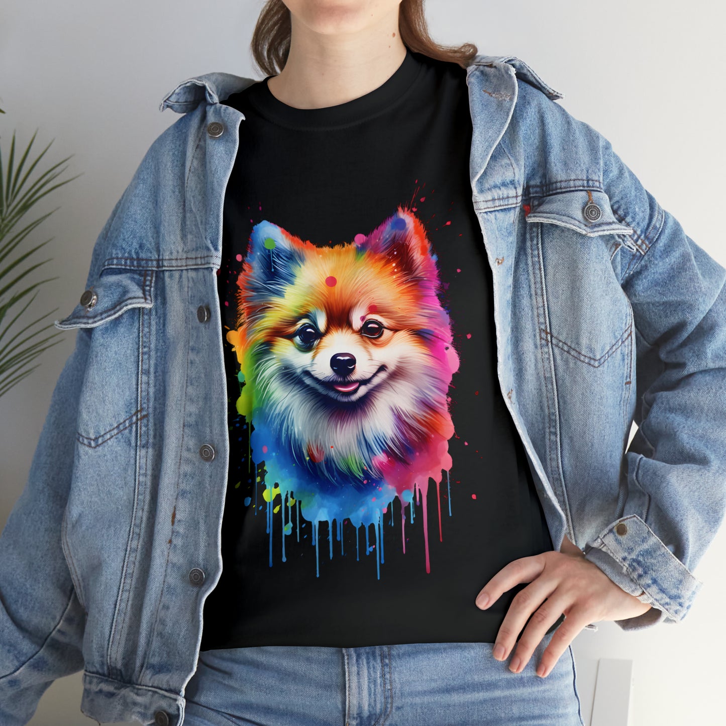 Pomeranian Rainbow Splash Short Sleeve Graphic T-Shirt (S-3XL)