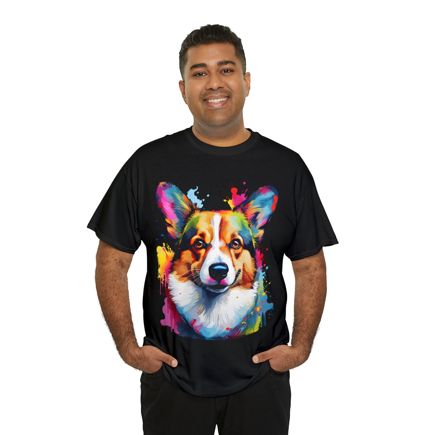 Corgi Rainbow Splash Short Sleeve Graphic T-Shirt (S-3XL)