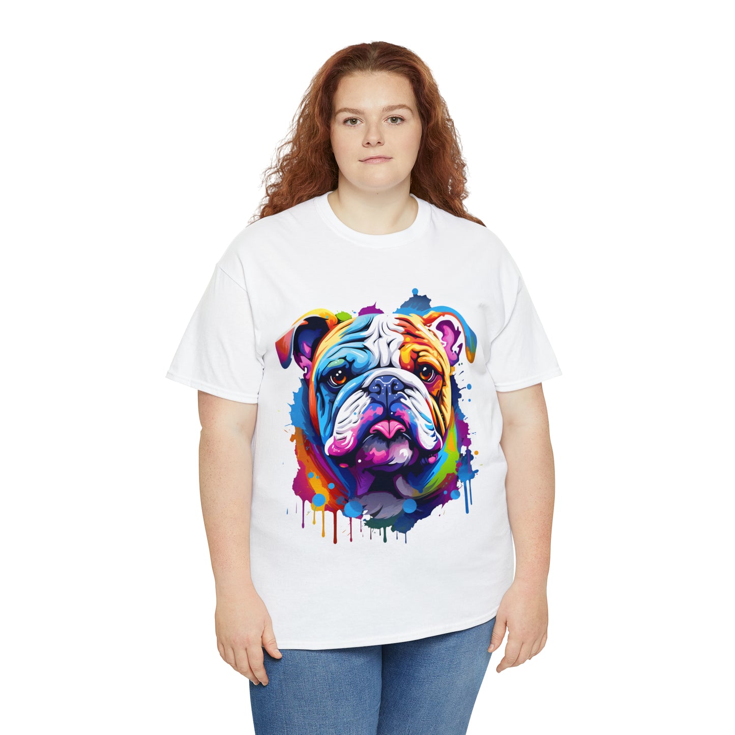 Bulldog Rainbow Splash Short Sleeve Graphic T-Shirt (S-3XL)