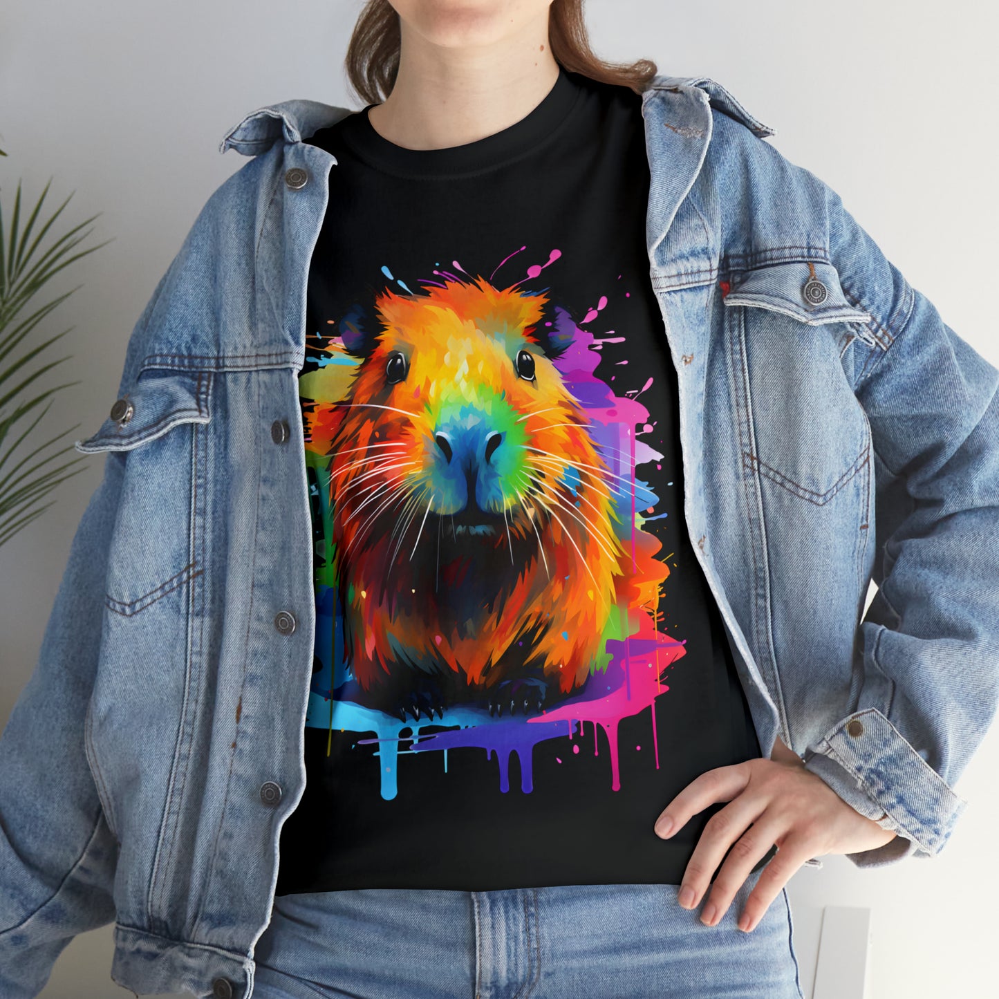 Capybara Rainbow Splash Short Sleeve Graphic T-Shirt (S-3XL)