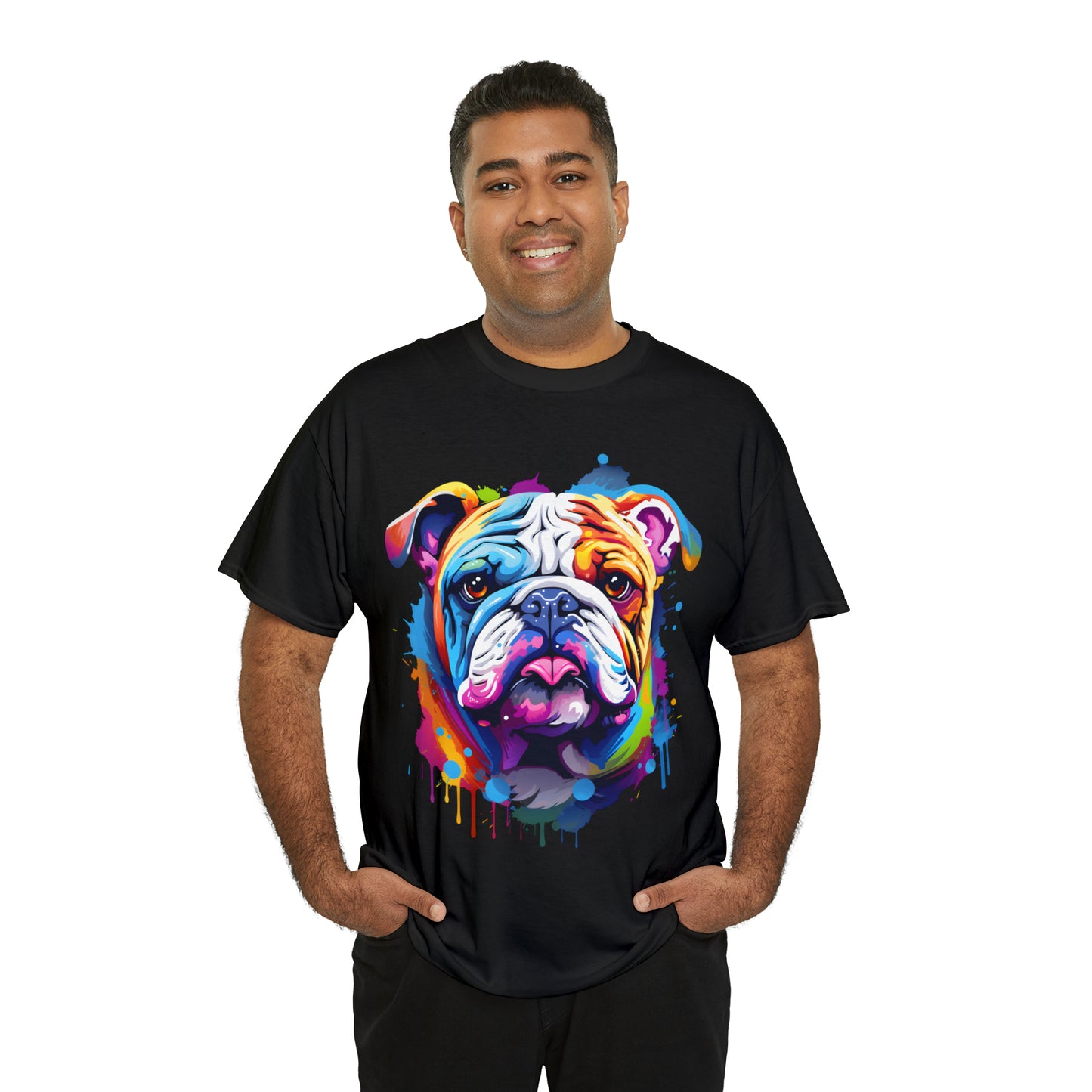 Bulldog Rainbow Splash Short Sleeve Graphic T-Shirt (S-3XL)