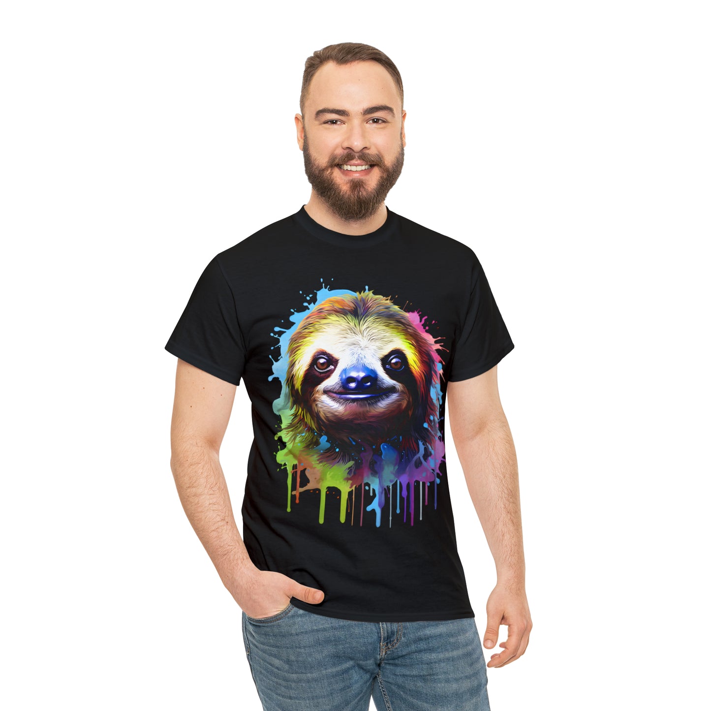 Sloth Rainbow Splash Short Sleeve Graphic T-Shirt (S-3XL)