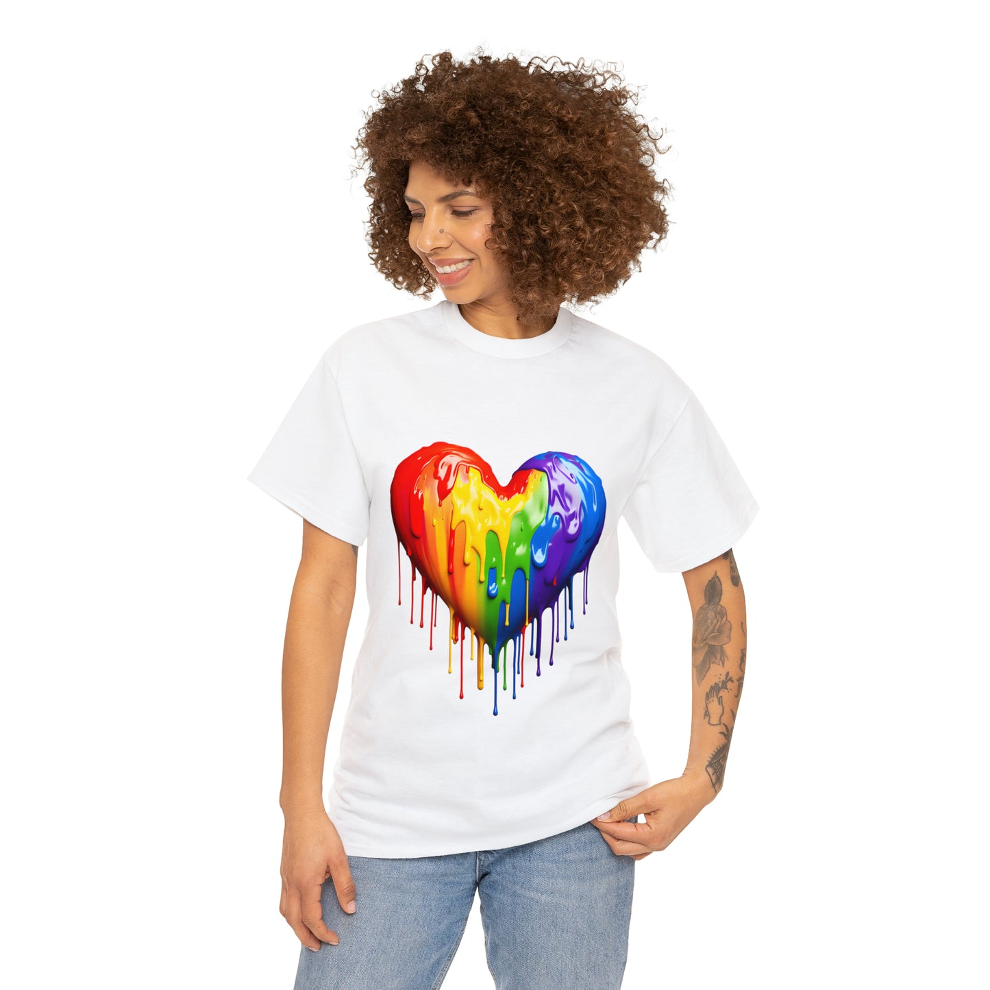 Pride Heart Rainbow Splash Short Sleeve Graphic T-Shirt (S-3XL)