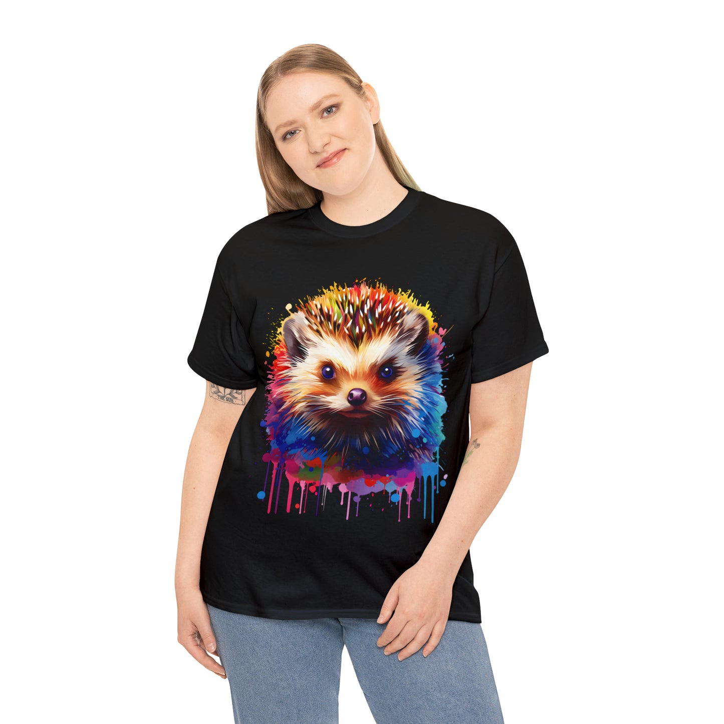 Hedgehog Rainbow Splash Short Sleeve Graphic T-Shirt (S-3XL)