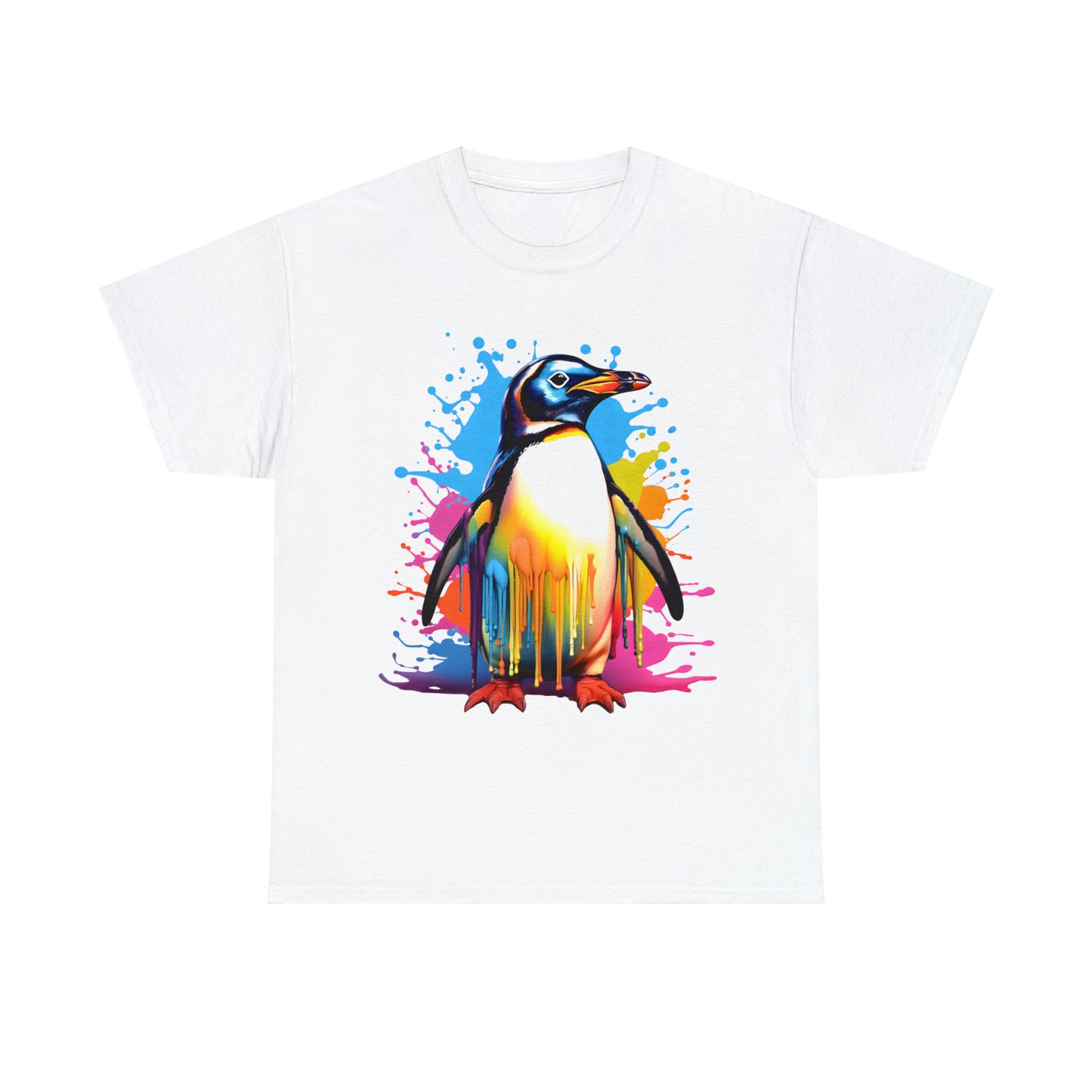 Penguin Rainbow Splash Short Sleeve Graphic T-Shirt (S-3XL)