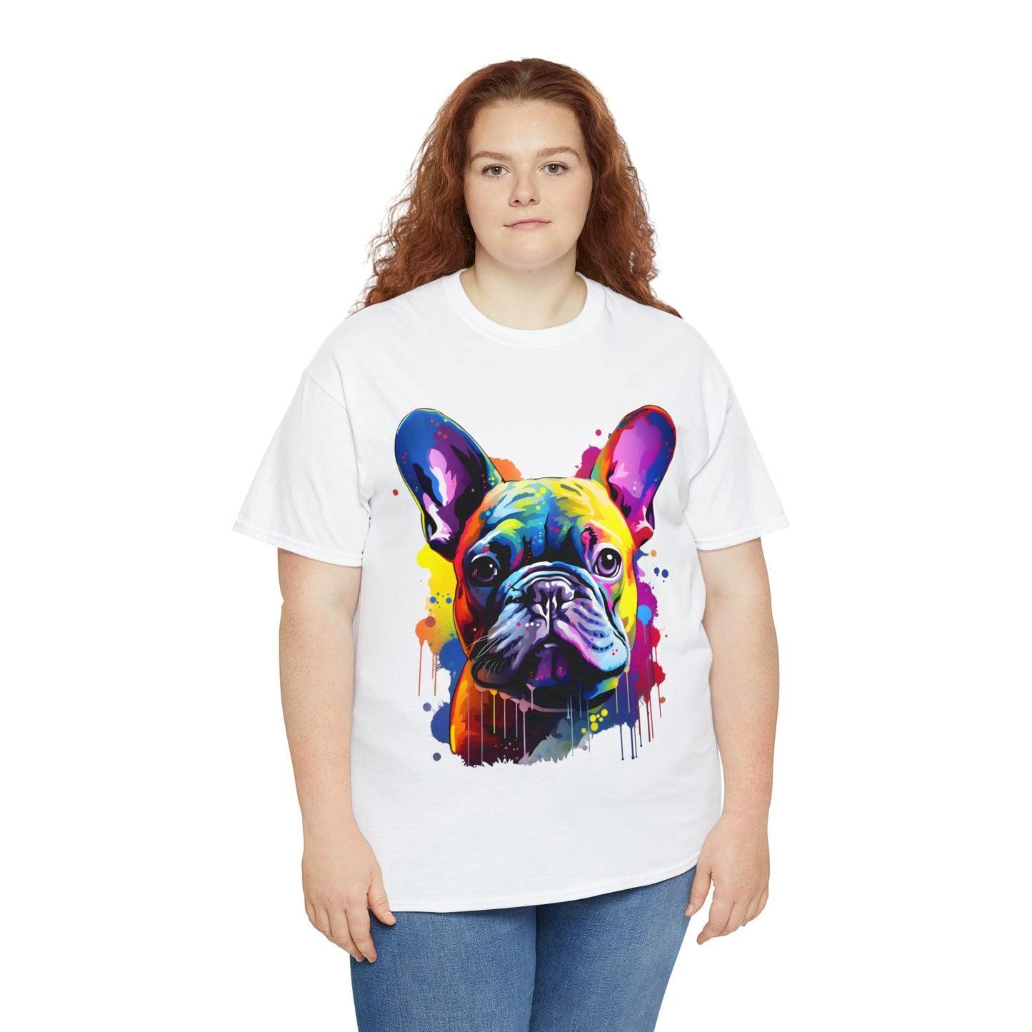 French Bulldog Rainbow Splash Short Sleeve Graphic T-Shirt (S-3XL)