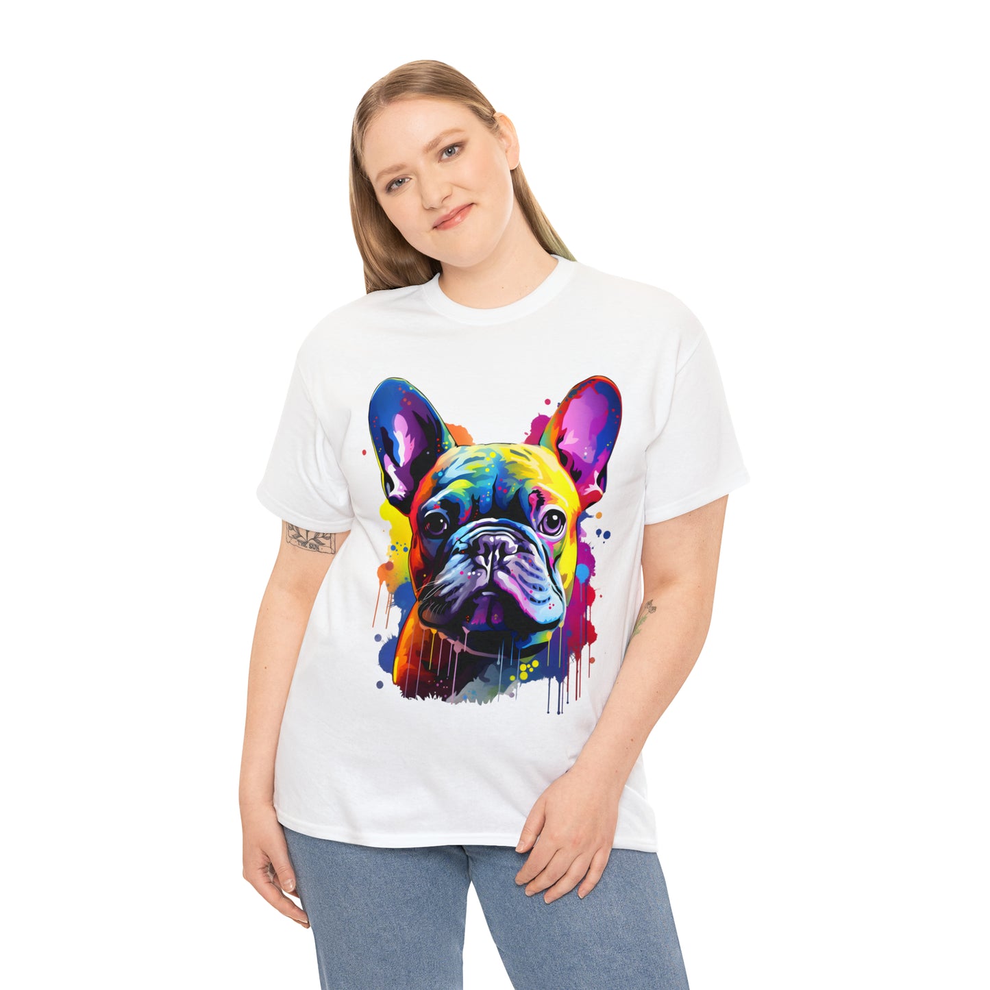 French Bulldog Rainbow Splash Short Sleeve Graphic T-Shirt (S-3XL)