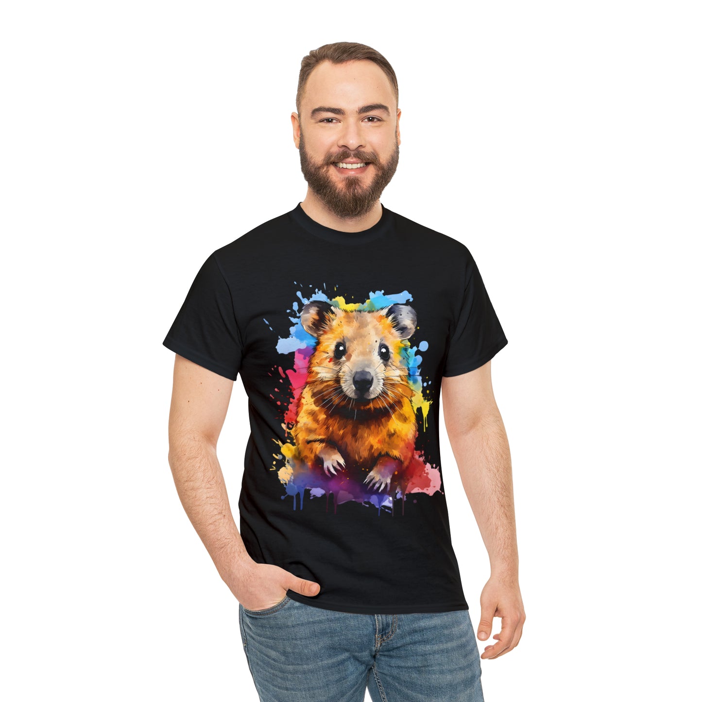 Quokka Rainbow Splash Short Sleeve Graphic T-Shirt (S-3XL)