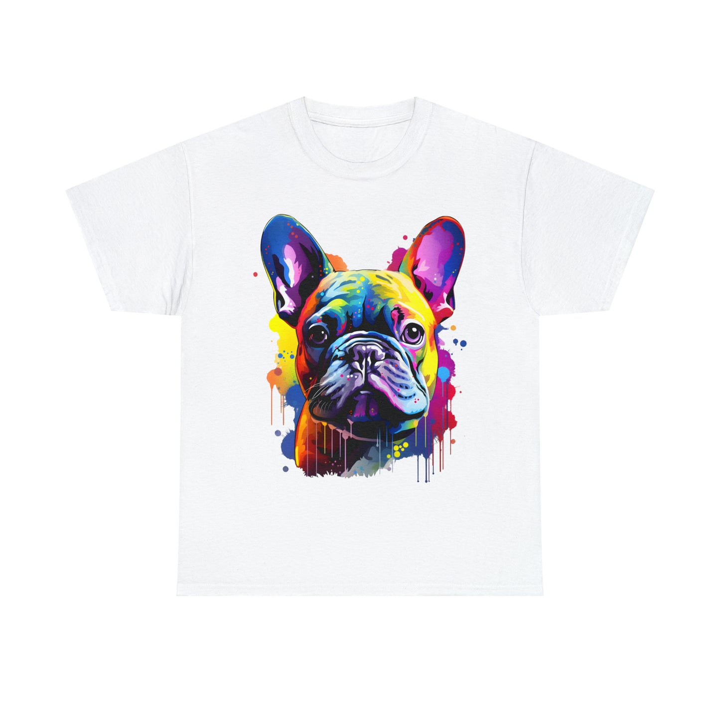 French Bulldog Rainbow Splash Short Sleeve Graphic T-Shirt (S-3XL)