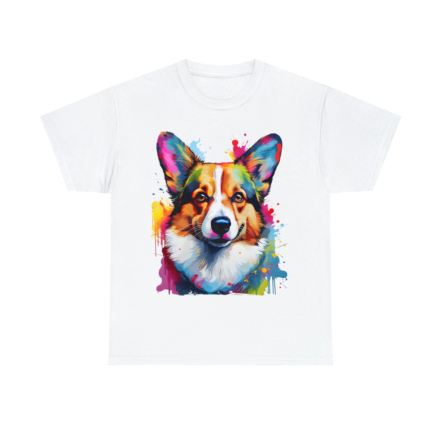 Corgi Rainbow Splash Short Sleeve Graphic T-Shirt (S-3XL)