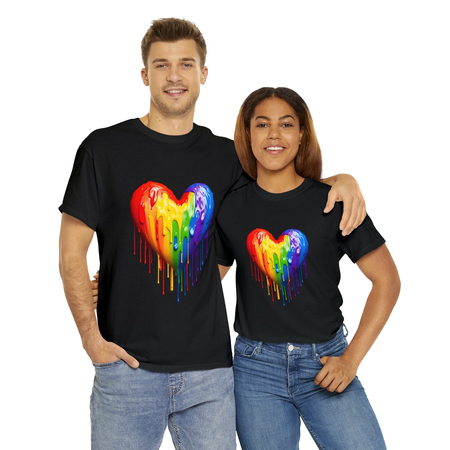 Pride Heart Rainbow Splash Short Sleeve Graphic T-Shirt (S-3XL)