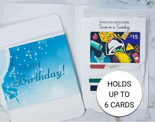 Birthday Waterfall Gift Card Booklet | Cash & Gift Card Holder | Fold-Out Birthday Card | Holds Up to 6 Gift Cards