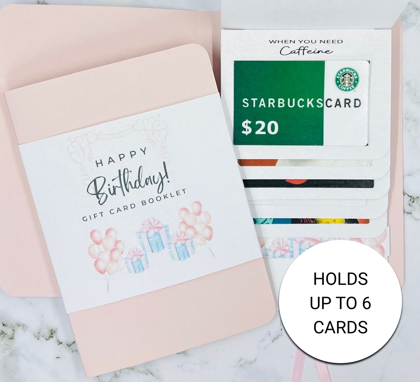 Birthday Waterfall Gift Card Booklet | Cash & Gift Card Holder | Fold-Out Birthday Card | Holds Up to 6 Gift Cards