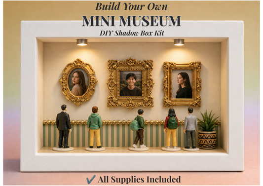 DIY Mini Museum Display Kit with Frame, Figurines, Lights, Vintage Decor