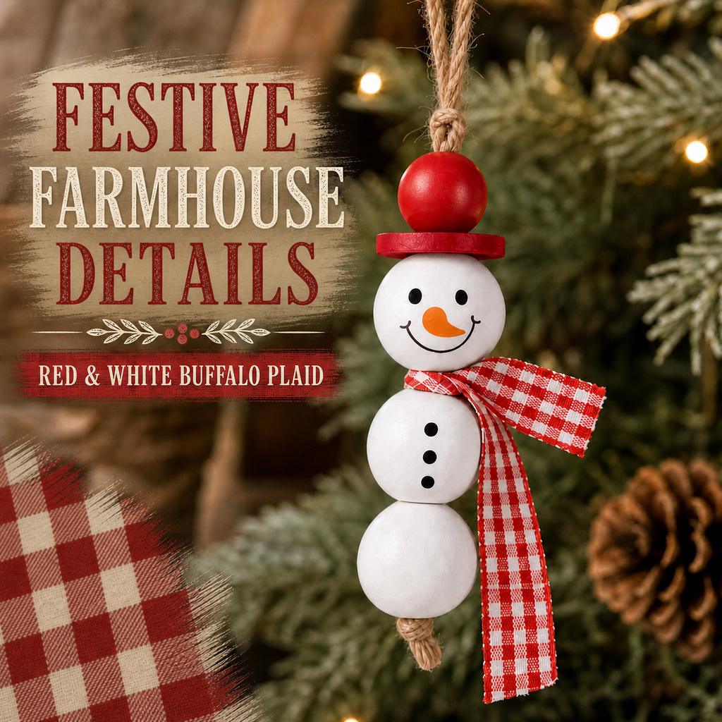 Build a Snowman Ornament Kit, DIY Christmas Craft, Wooden Bead Snowman