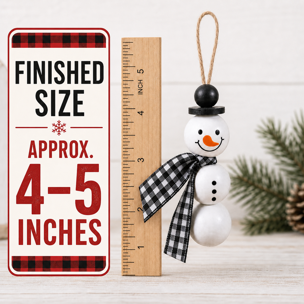 Build a Snowman Ornament Kit, DIY Christmas Craft, Wooden Bead Snowman